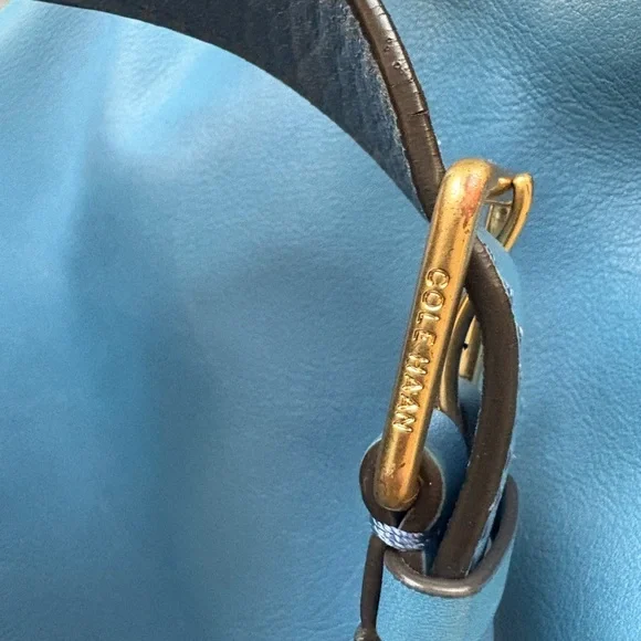 Cole Haan Soft Blue Leather Bucket Crossbody with Braided Drawstrings - Picture 6 of 12